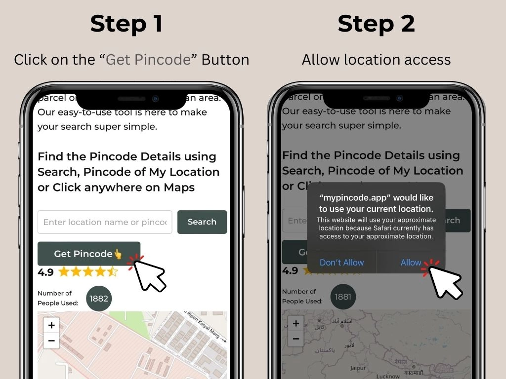 steps to find the pincode of my location by GPS